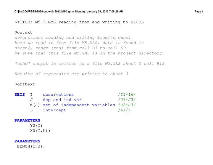 title m5 3 gms reading from and writing to excel ontext