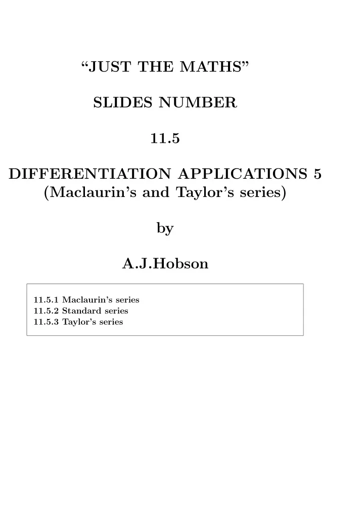 just the maths slides number 11 5 differentiation
