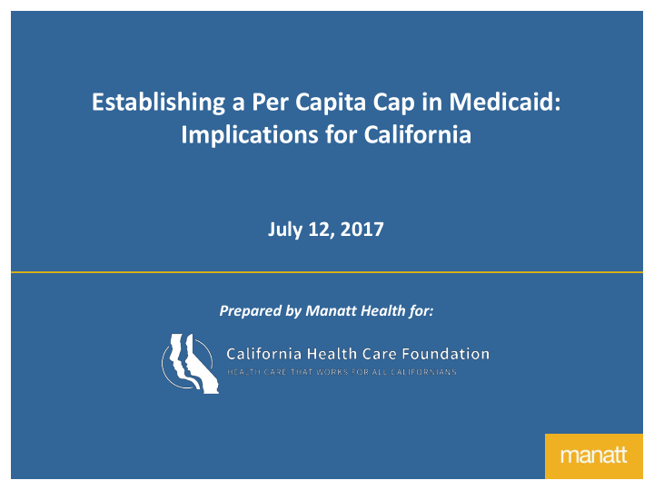 establishing a per capita cap in medicaid implications