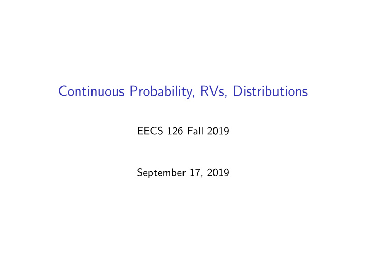 continuous probability rvs distributions