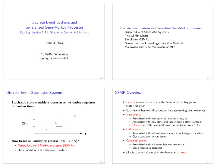 discrete event systems and generalized semi markov