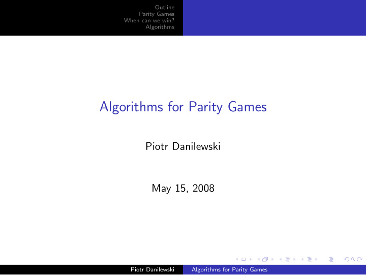 algorithms for parity games