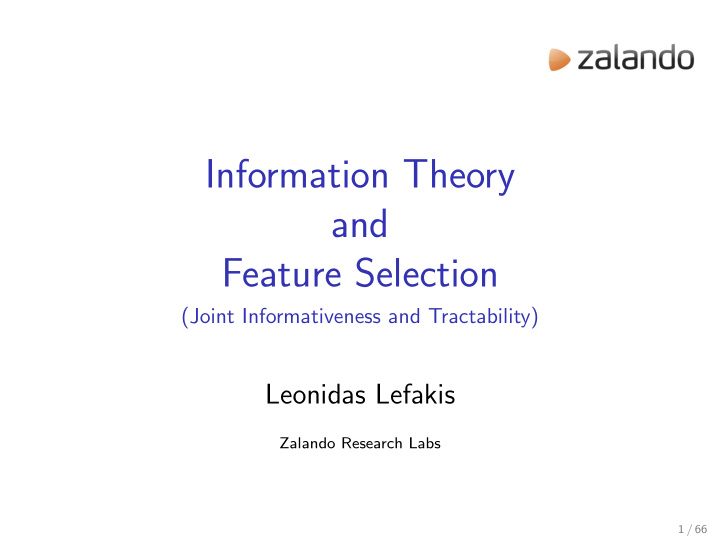 information theory and feature selection