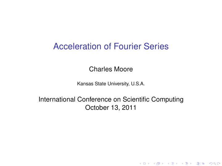acceleration of fourier series