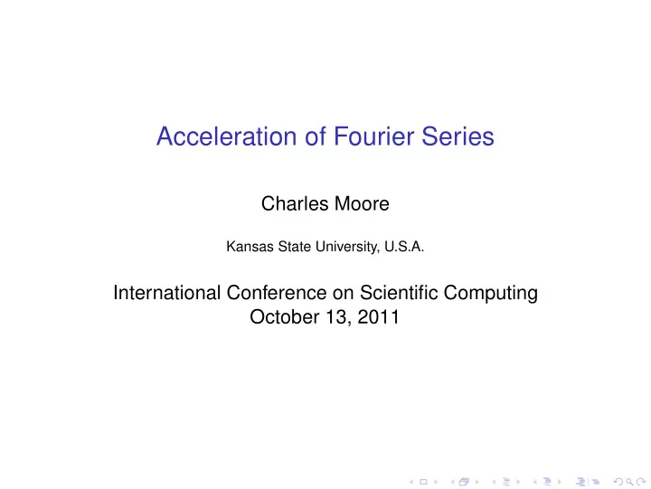 acceleration of fourier series