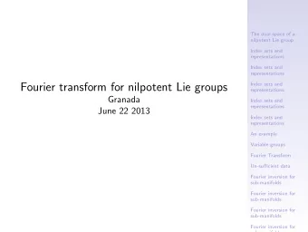 Fourier transform for nilpotent Lie groups  Index sets and  representations  Granada  Index sets