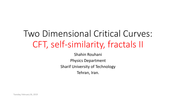 cft self similarity fractals ii