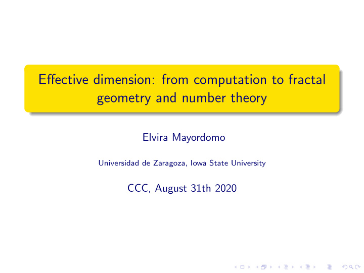 effective dimension from computation to fractal geometry