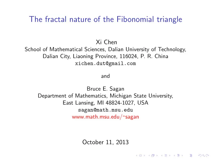 the fractal nature of the fibonomial triangle