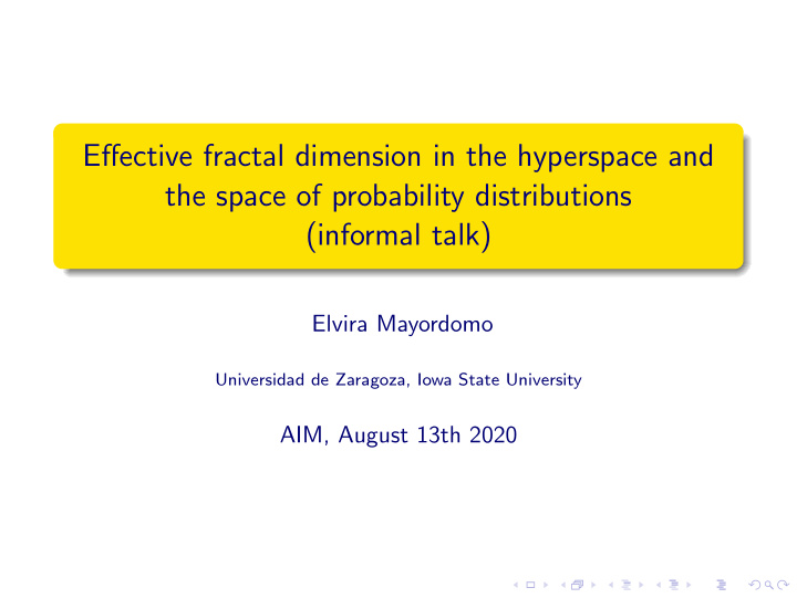 effective fractal dimension in the hyperspace and the