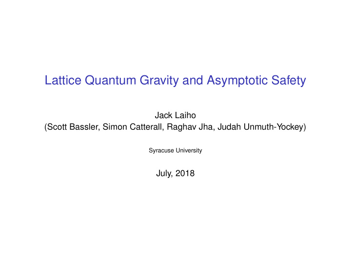 lattice quantum gravity and asymptotic safety