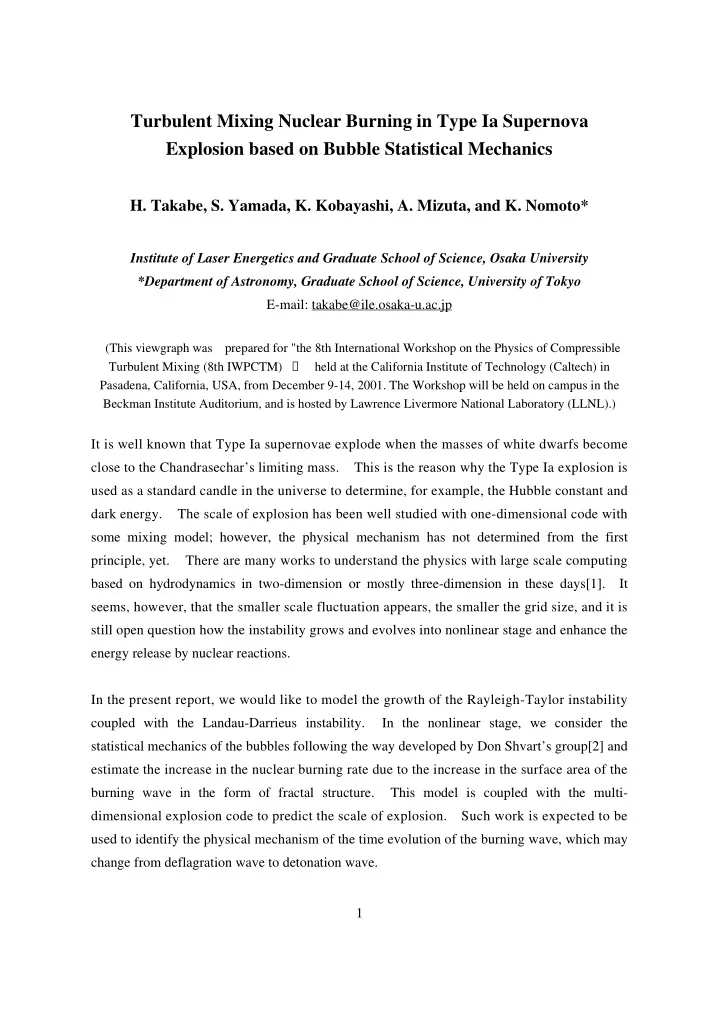 turbulent mixing nuclear burning in type ia supernova
