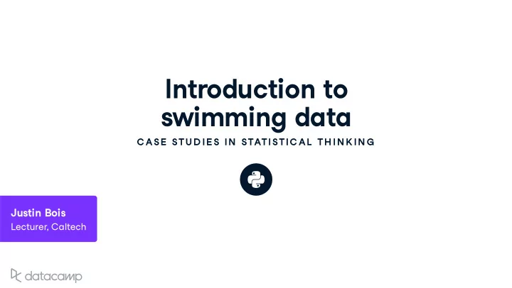 introd u ction to s w imming data