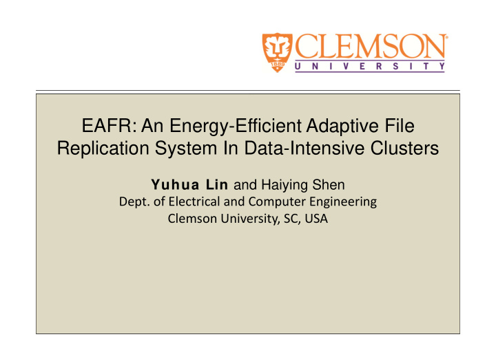 eafr an energy efficient adaptive file replication system
