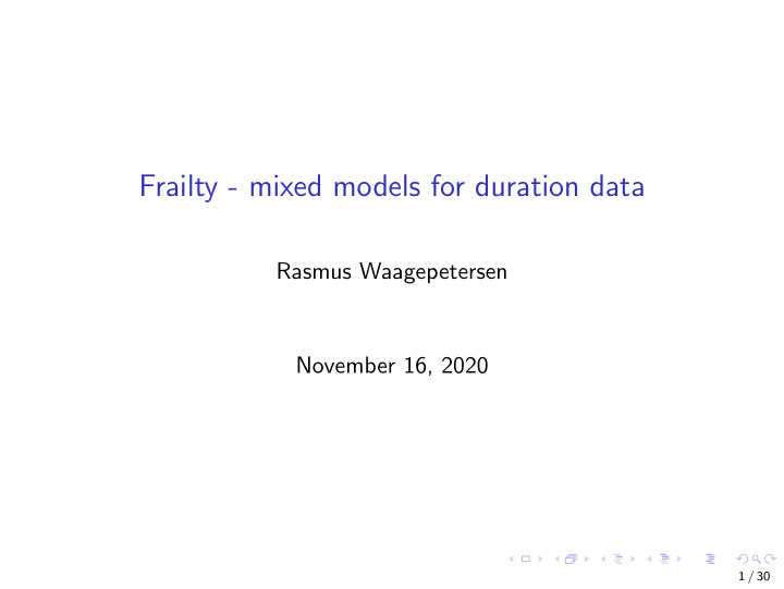 frailty mixed models for duration data