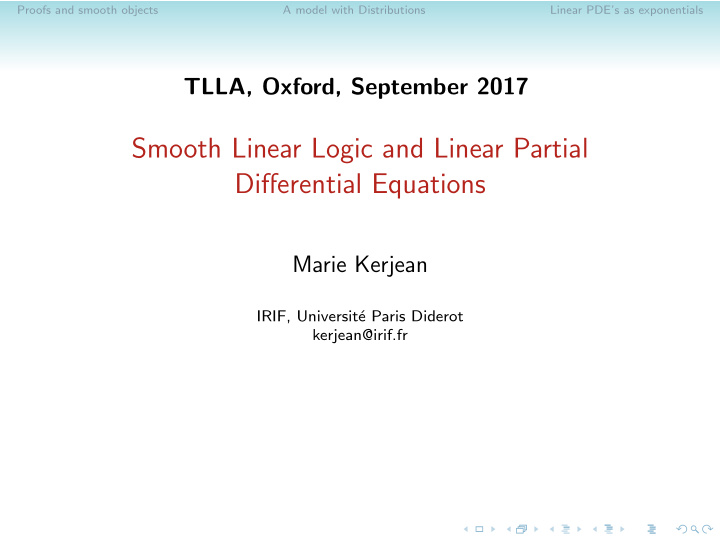 smooth linear logic and linear partial differential