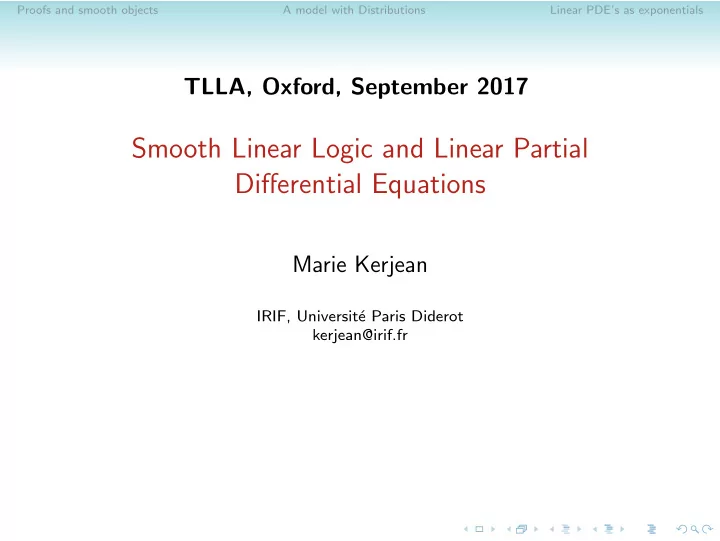 smooth linear logic and linear partial differential