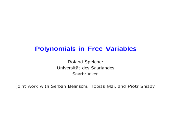 polynomials in free variables