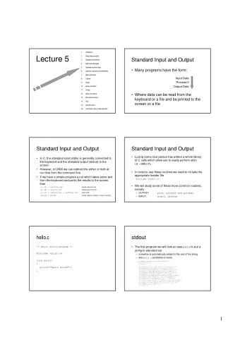 Lecture 5  Standard Input and Output  3.  HardwareandSoftw  are  4.  HighLevel Languages  5.