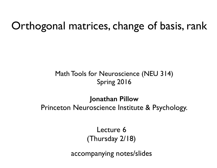 orthogonal matrices change of basis rank