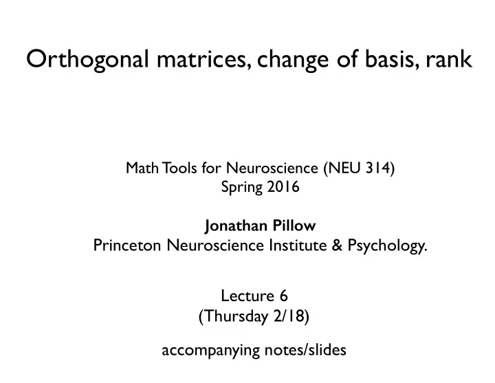 orthogonal matrices change of basis rank