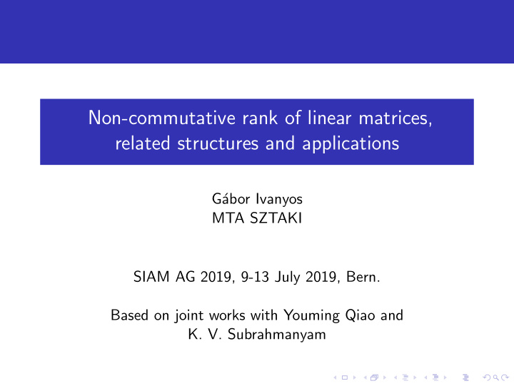 non commutative rank of linear matrices related