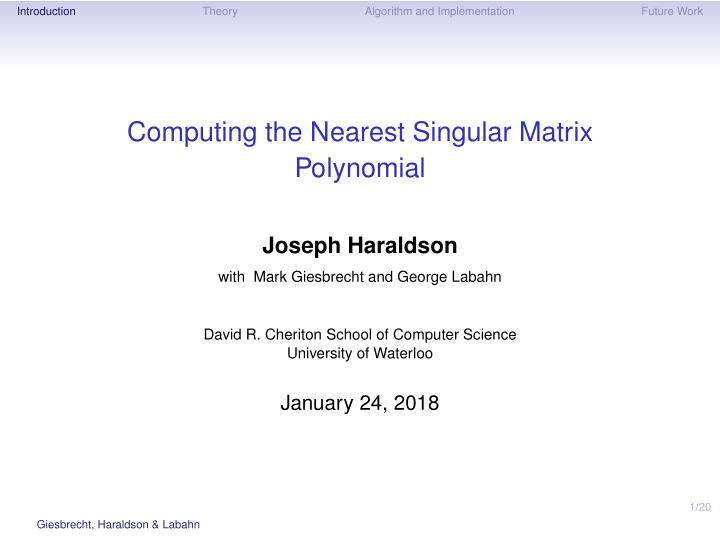 computing the nearest singular matrix polynomial