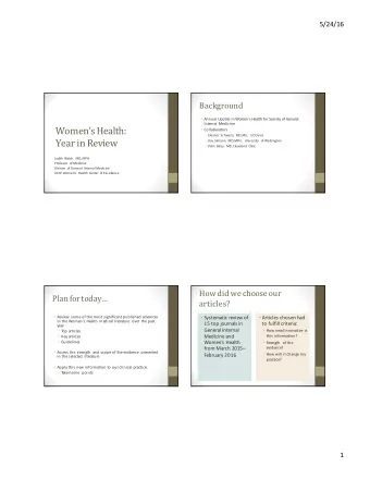 Womens Health:  Collaborators  Eleanor Schwartz, MD,MS,   UC Davis  Year in Review  Kay