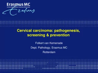 screening &amp; prevention  Folkert van Kemenade  Dept. Pathology, Erasmus MC  Rotterdam