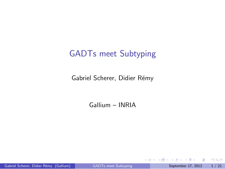 gadts meet subtyping