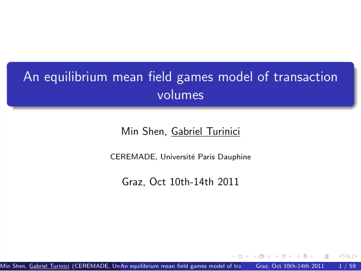 an equilibrium mean field games model of transaction
