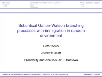 Subcritical Galton-Watson branching  processes with immigration in random  environment  Pter