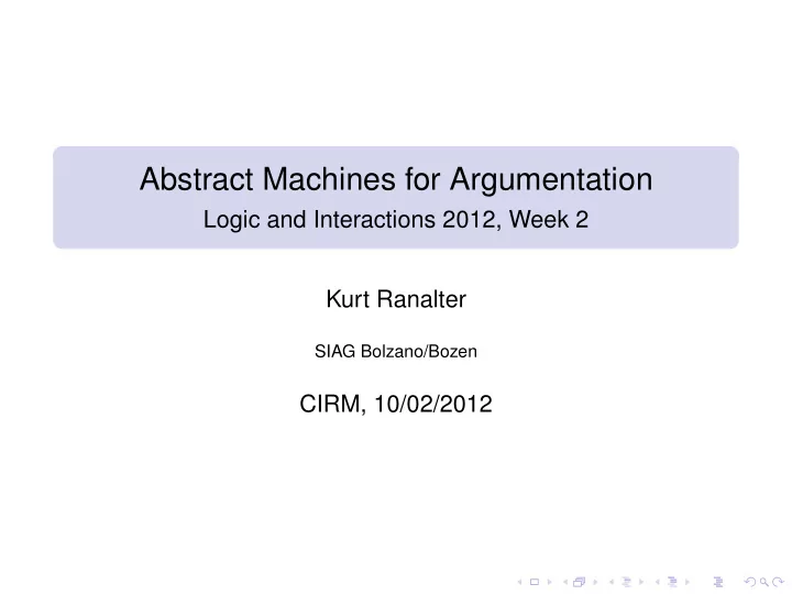 abstract machines for argumentation