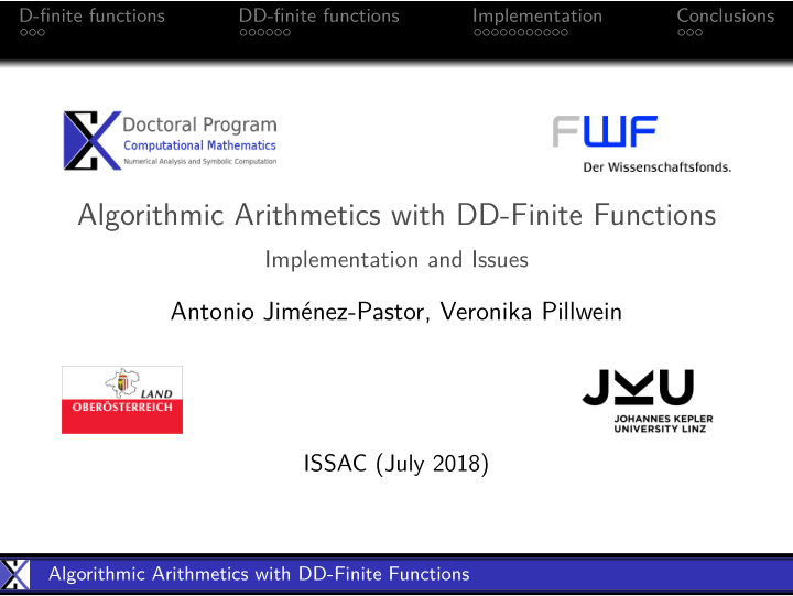 algorithmic arithmetics with dd finite functions