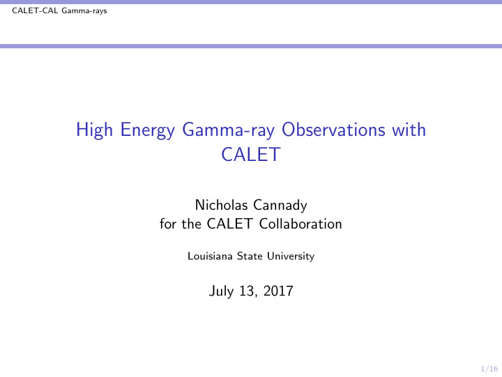 high energy gamma ray observations with calet