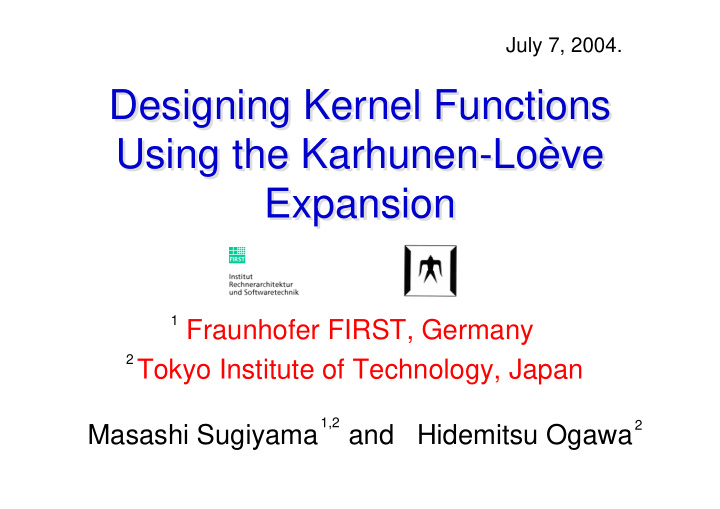 designing kernel functions designing kernel functions