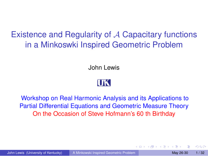 existence and regularity of a capacitary functions in a