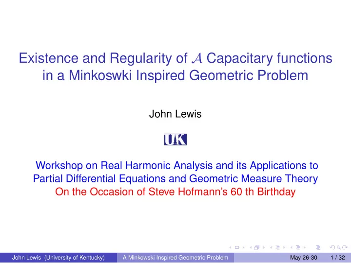 existence and regularity of a capacitary functions in a