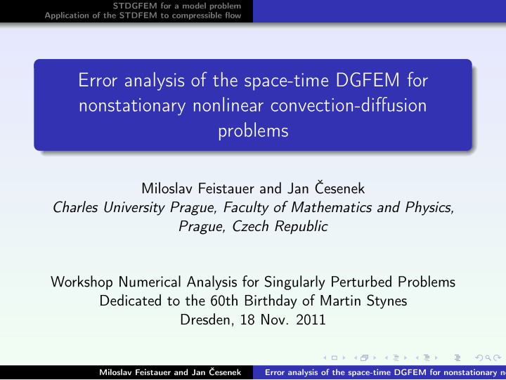 error analysis of the space time dgfem for nonstationary
