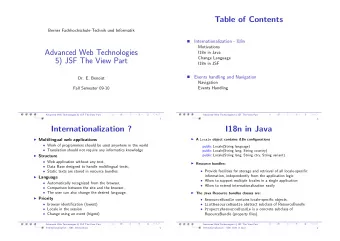 Table of Contents  Berner Fachhochschule-Technik und Informatik  Internationalization - I18n