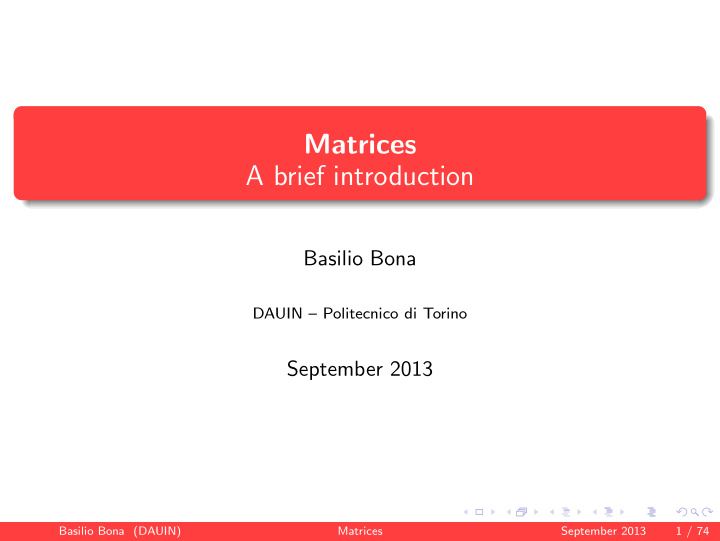 matrices a brief introduction