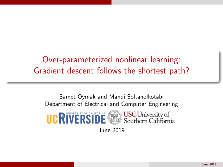 over parameterized nonlinear learning gradient descent