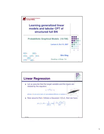 Linear Regression  Let us assume that the target variable and the inputs are  related by the