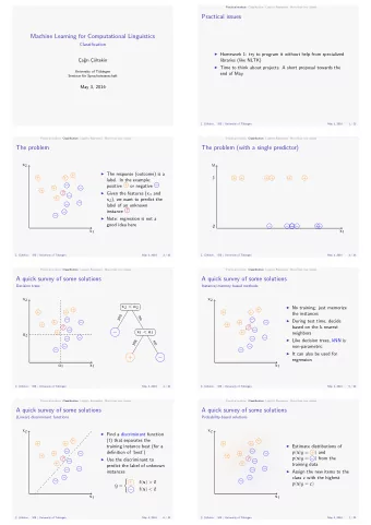 Machine Learning for Computational Linguistics  May 3, 2016  regression  non-parametric  neighbors