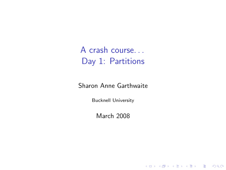 a crash course day 1 partitions