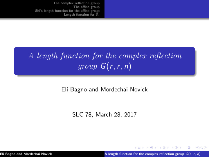 a length function for the complex reflection group g r r n