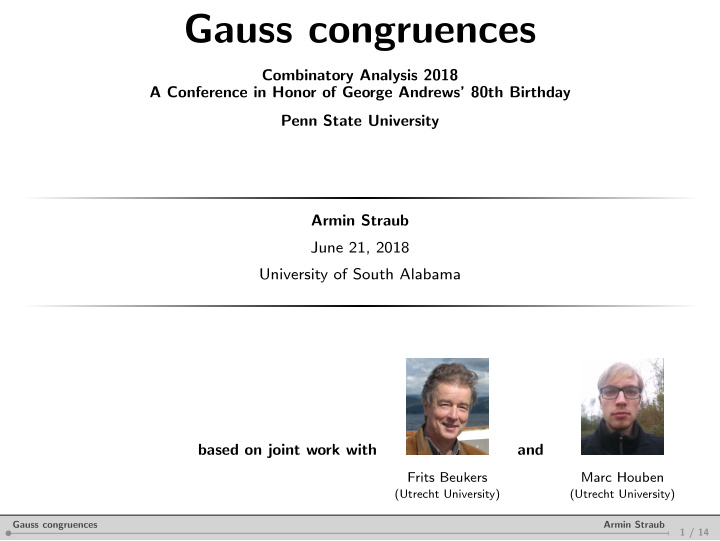 gauss congruences