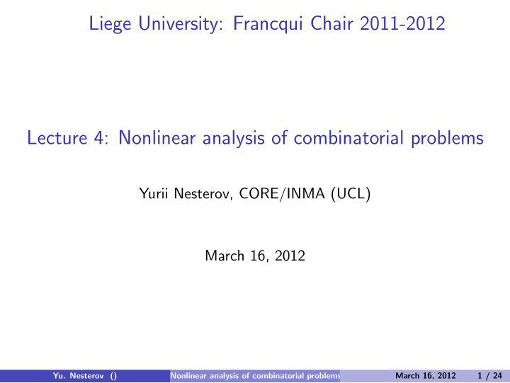 liege university francqui chair 2011 2012 lecture 4