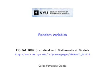 Random variables  DS GA 1002 Statistical and Mathematical Models