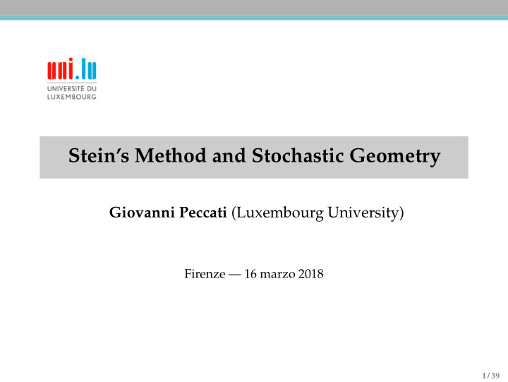 stein s method and stochastic geometry